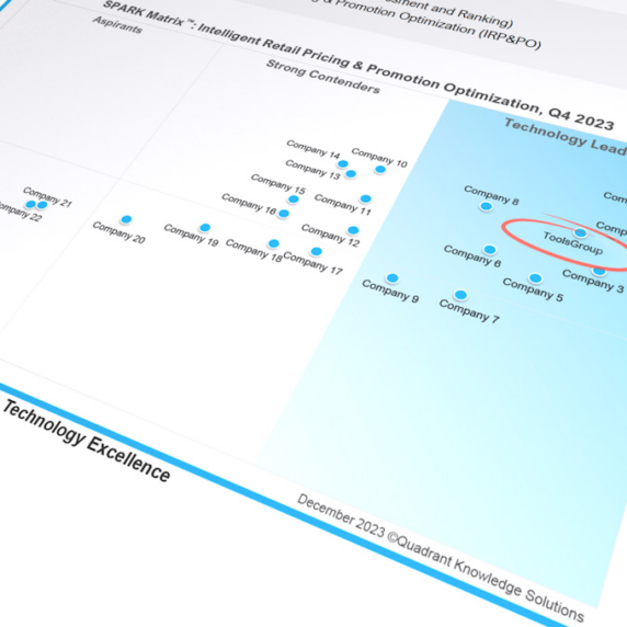 ToolsGroup Recognized as a Leader in the SPARK Matrix for Intelligent Retail Pricing & Promotion Optimization by Quadrant Knowledge Solutions